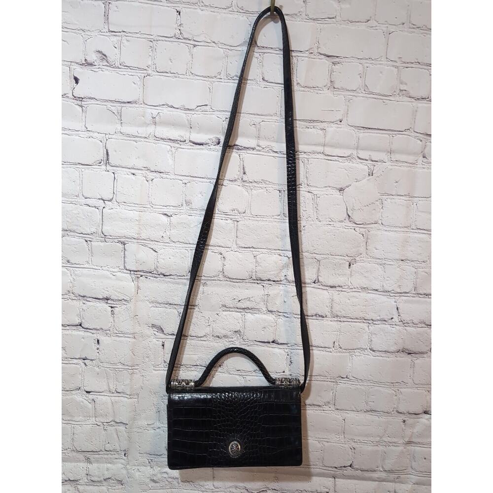 BRIGHTON Celtic Plaque Embossed Leather Clutch Handle Bag - Picture 2 of 16